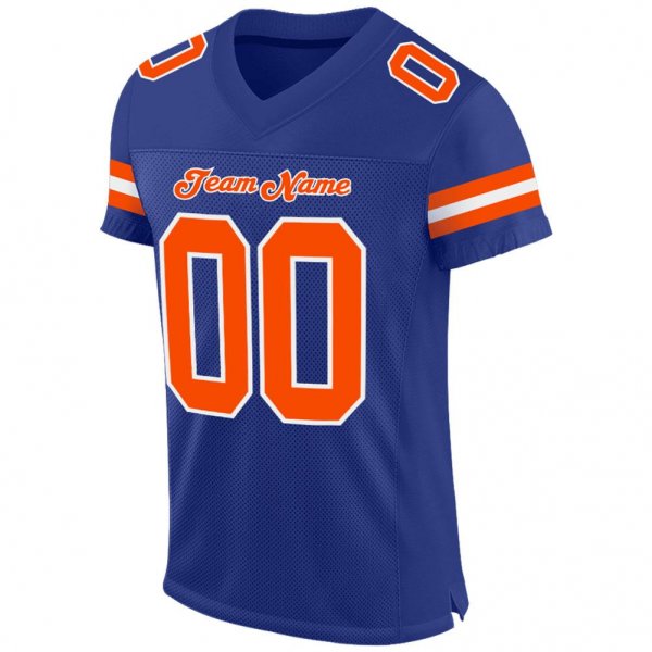 Men's Custom Royal Orange-White Mesh Authentic Football Jersey