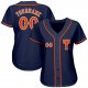 Men's Custom Navy Orange-White Authentic Baseball Jersey