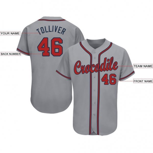 Men's Custom Gray Red-Navy Baseball Jersey