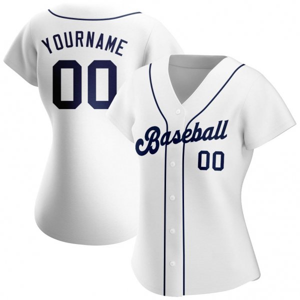 Men's Custom White Navy Authentic Baseball Jersey