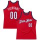 Men's Custom Red White-Navy Authentic Throwback Basketball Jersey